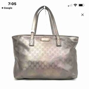 Gucci Iridescent Silver GG Tote Bag